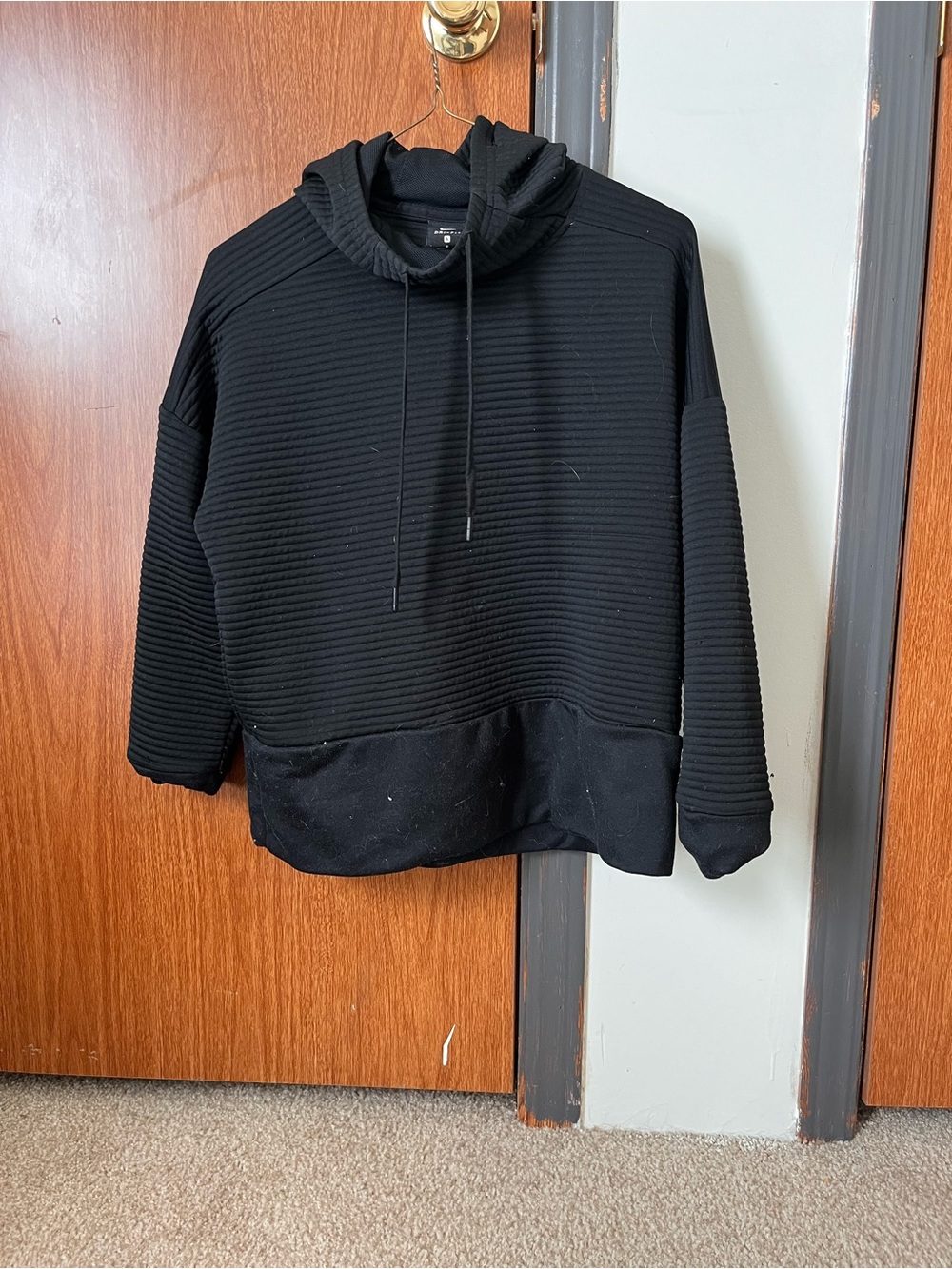 Nike Black Ribbed funnel neck Hoodie